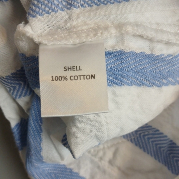 Sail To Sable XS White Blue Striped Jacquard Classic Tunic Dress Mini Shift - Picture 11 of 11